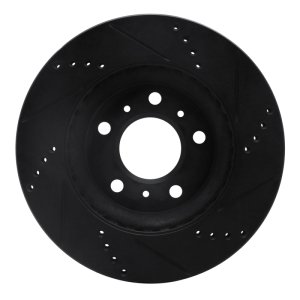 Buick Allure Brake Rotor (1) - Front Left - R1 Concepts - Drilled & Slotted - Black - `04-`09